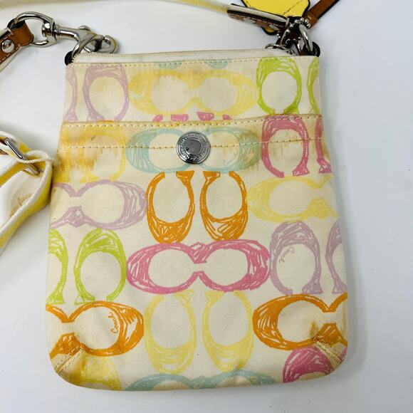 Coach Patchwork Clutch Bag Canvas Leather Trim Signature - Picture 2 of 4